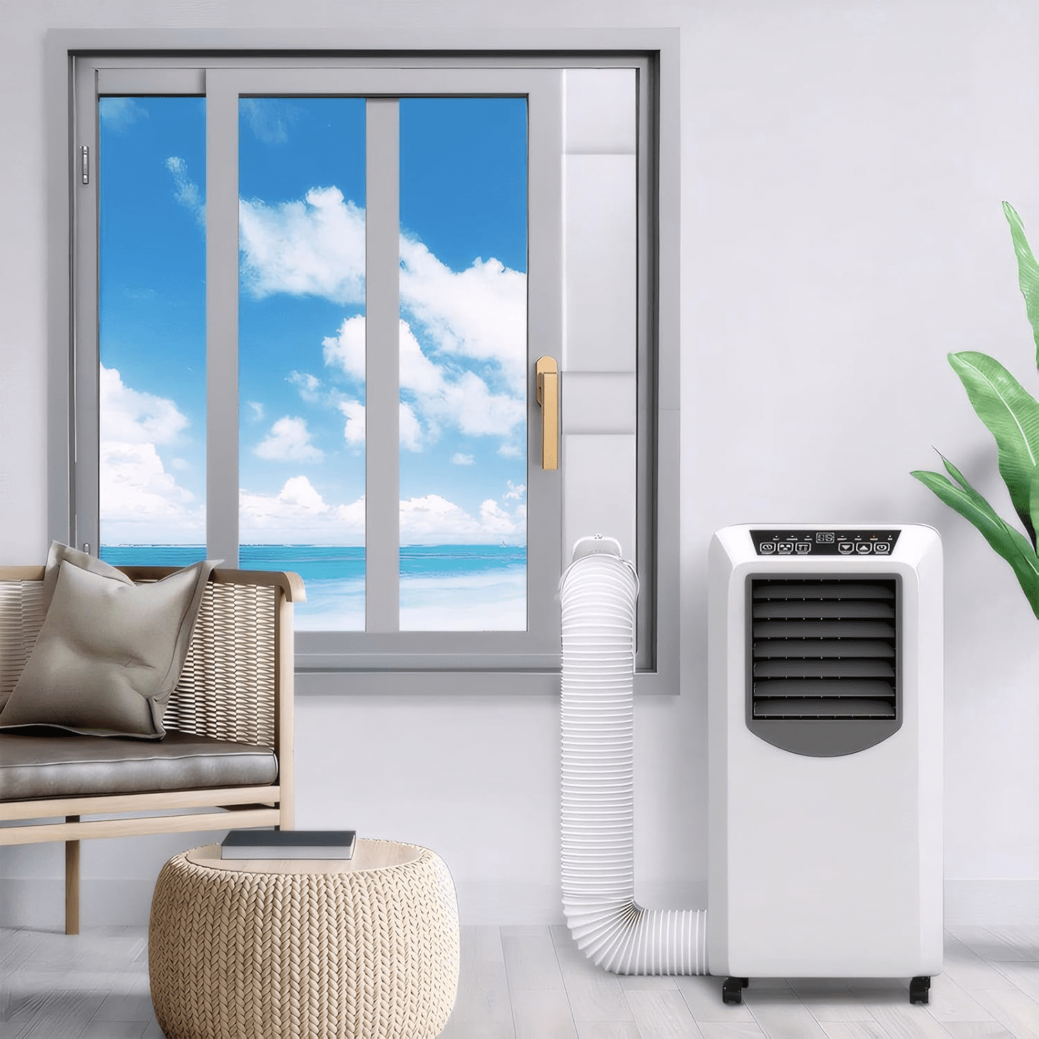 Ninonly Portable Air Conditioner Window Vent Kit with 5.9" Exhaust Hose, Portable AC Seal Kit for Sliding Window with 4 Plates, Universal Coupler Fits 5.9 & 5.1 Inch Diameter Exhaust Hose