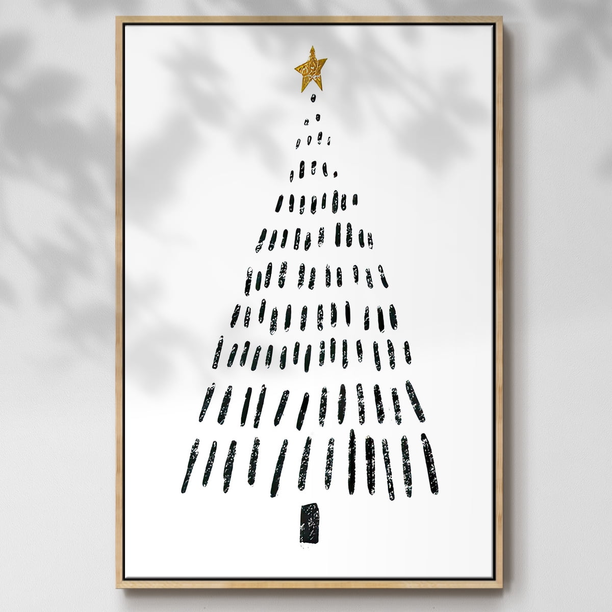 Christmas Tree - Framed Gallery Wrapped Holiday Canvas - 17 x 25 - Natural Wood Frame