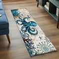 thumbnail image 3 of 2'x6' Rug Runners for Hallways Kitchen, Coastal Octopus Non Slip Entryway Beside Floor Carpet Runner, Vintage Beach Teal Coral Nautical Washable Laundry Room Bedroom Throw Rugs Mat for Family Pet, 3 of 8