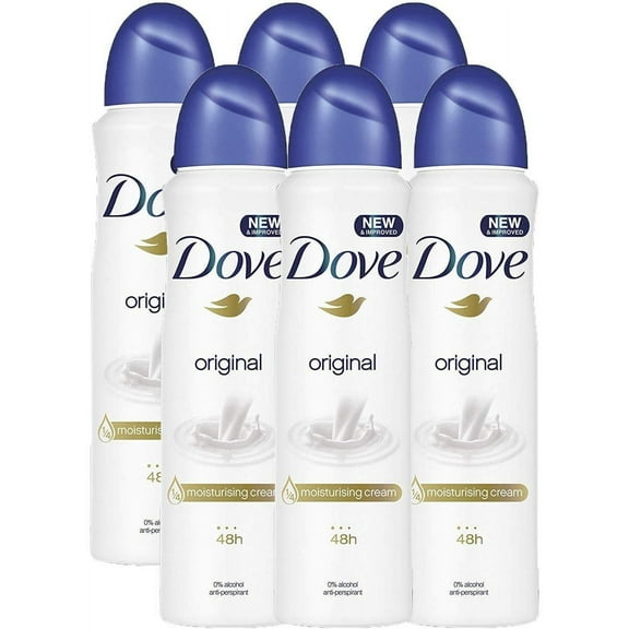Dove Original Aerosol Spray Deodorant & Anti-Perspirant 150ML / 5.07 Oz,(6 Pack)