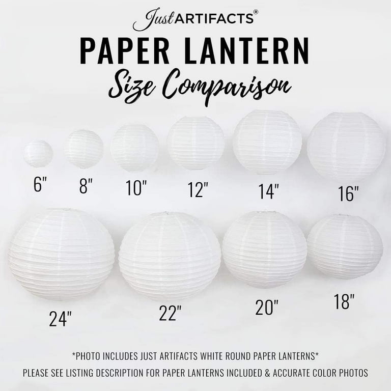 24pcs Paper Lanterns With Mini Led Lights Kit-mixed Size Round