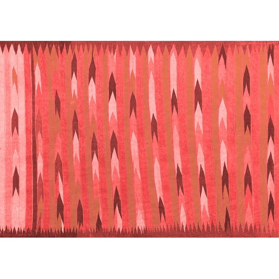 Ahgly Company Indoor Rectangle Abstract Red Contemporary Area Rugs, 2' x 5'
