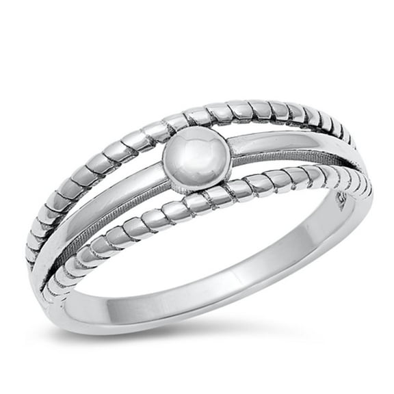 Rope Bead 3Bands Promise Ring .925 Sterling Silver Band Jewelry Female Male Unisex Size 6