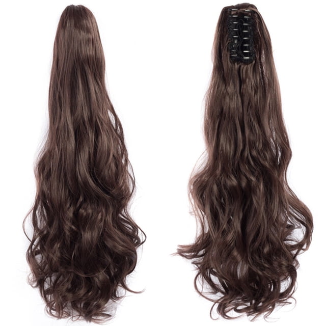 Perruque Bouclée pour Femmes avec Pince à Griffes 22 Pouces de Long Extension de Cheveux Ondulés Perruques en Fibre Synthétique Résistantes à la Chaleur Forte Adhérence et Attachement Sécurisé