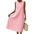 thumbnail image 2 of TaTaai Women's Striped Print Sleeveless Maxi Dress with Round Neck, Side Pockets, and Casual Comfortable Fit Gift, 2 of 5