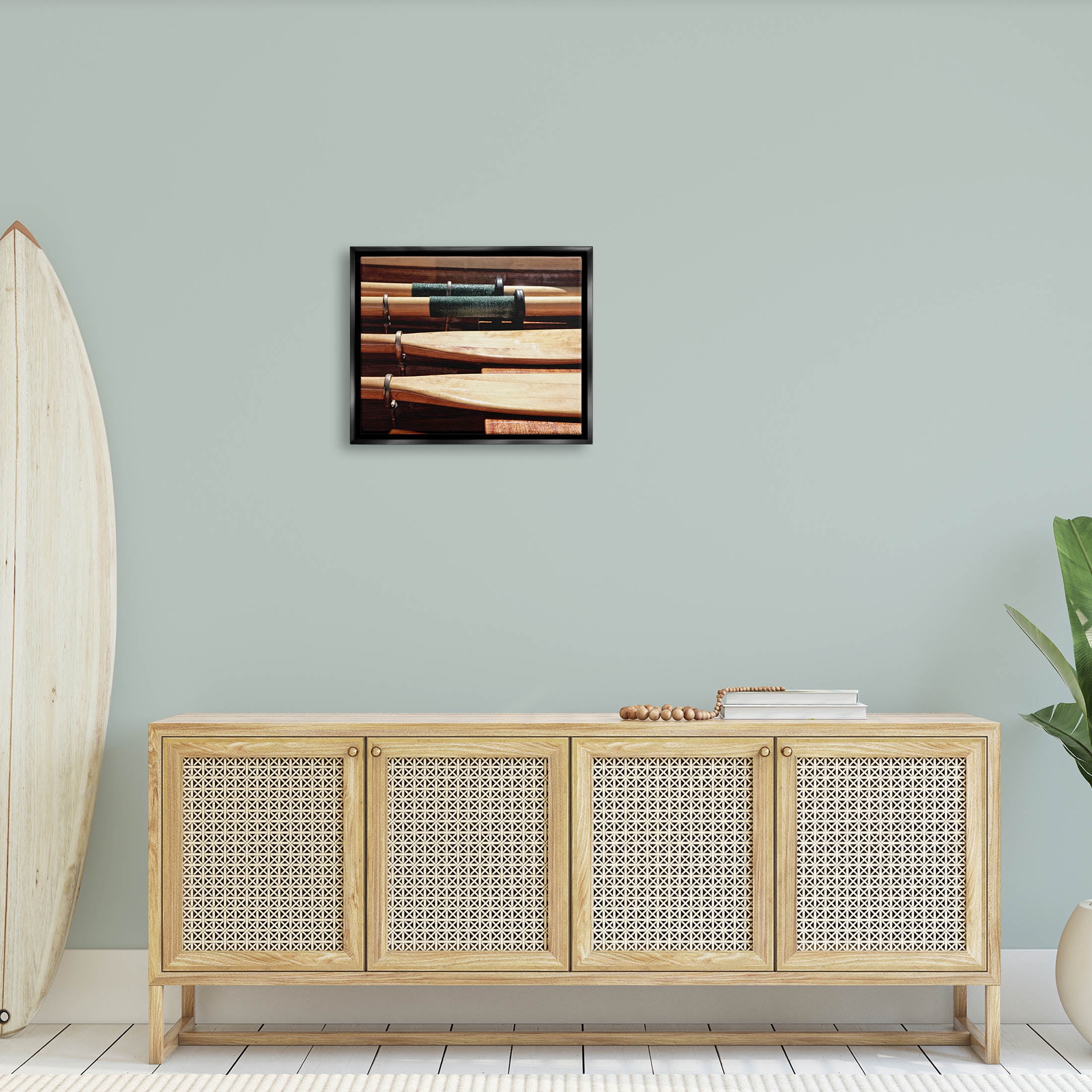 Stupell Industries Rowing Oars Photograph Photograph Jet Black Floating Framed Canvas Print Wall Art, Design by Savanah Plank
