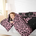 thumbnail image 3 of Erosebridal Cute Pink Leopard Print Twin Comforter Sets for Girls, Bowknot Letter A Bedding Set, Black Reversible 2 Pieces, 1 Comforter and 1 Pillowcase, 3 of 6
