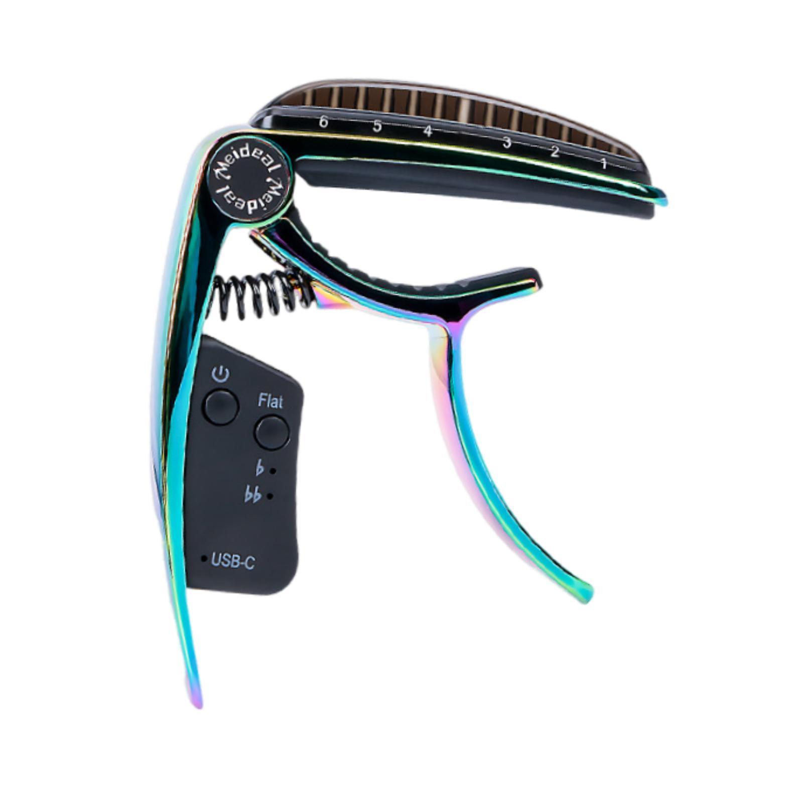 LeeQinersw Electric Guitar Capo Rechargeable Guitar Clip Tuning Clamp for Ukulele Classical Colorful