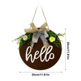 thumbnail image 3 of Maoww Wooden Welcome Sign with Bowknot Ribbon Front Door Porch Gate Hanging Round Plaque Board brown, 3 of 8
