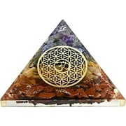 7 Chakra Crystal Orgone Pyramid, Organite Pyramid OM Flower of Life