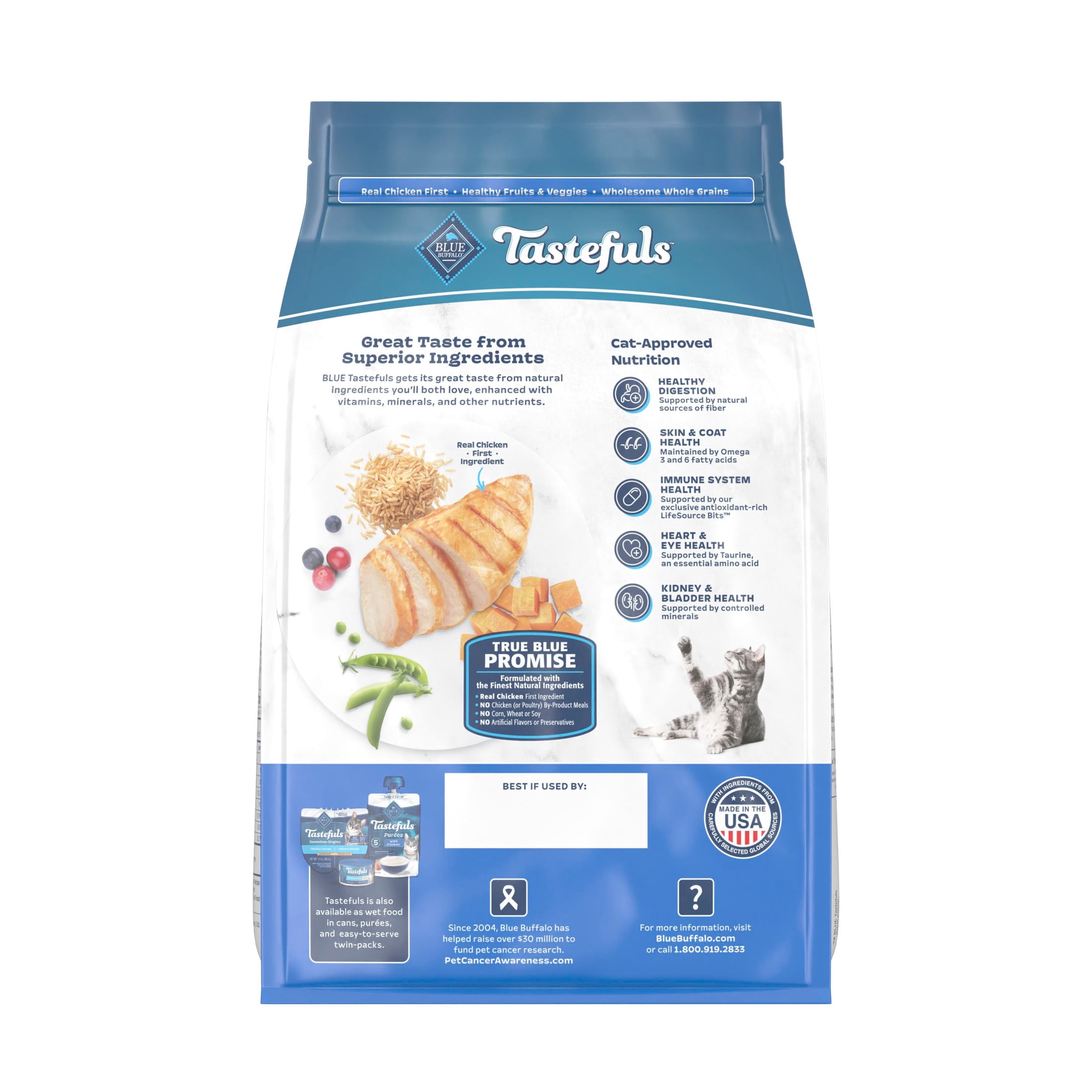 Blue Buffalo Tastefuls Adult Indoor Dry Cat Food, Chicken & Brown Rice, 3-lb Bag