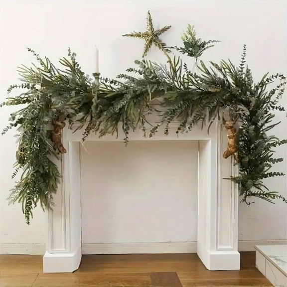 Christmas Vine Garland, Imitation Greenery Decor, Faux Plant Swag, Two-way Winding Design, Indoor Home Decoration,Vsgery