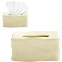BinKFF Square Tissue Box Cover, Ceramics Modern Facial Paper Holder, Ceramics Tissue Holder Accessories for Bathroom Vanity Countertop, Bedroom Dresser, Night Stand, Desk, Office
