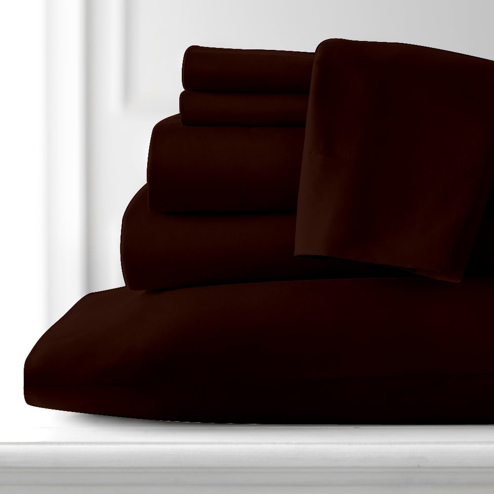 Premium Home Collection Microfiber Soft Cooling Bed Sheet Set - 6 Piece, California King, Chocolate