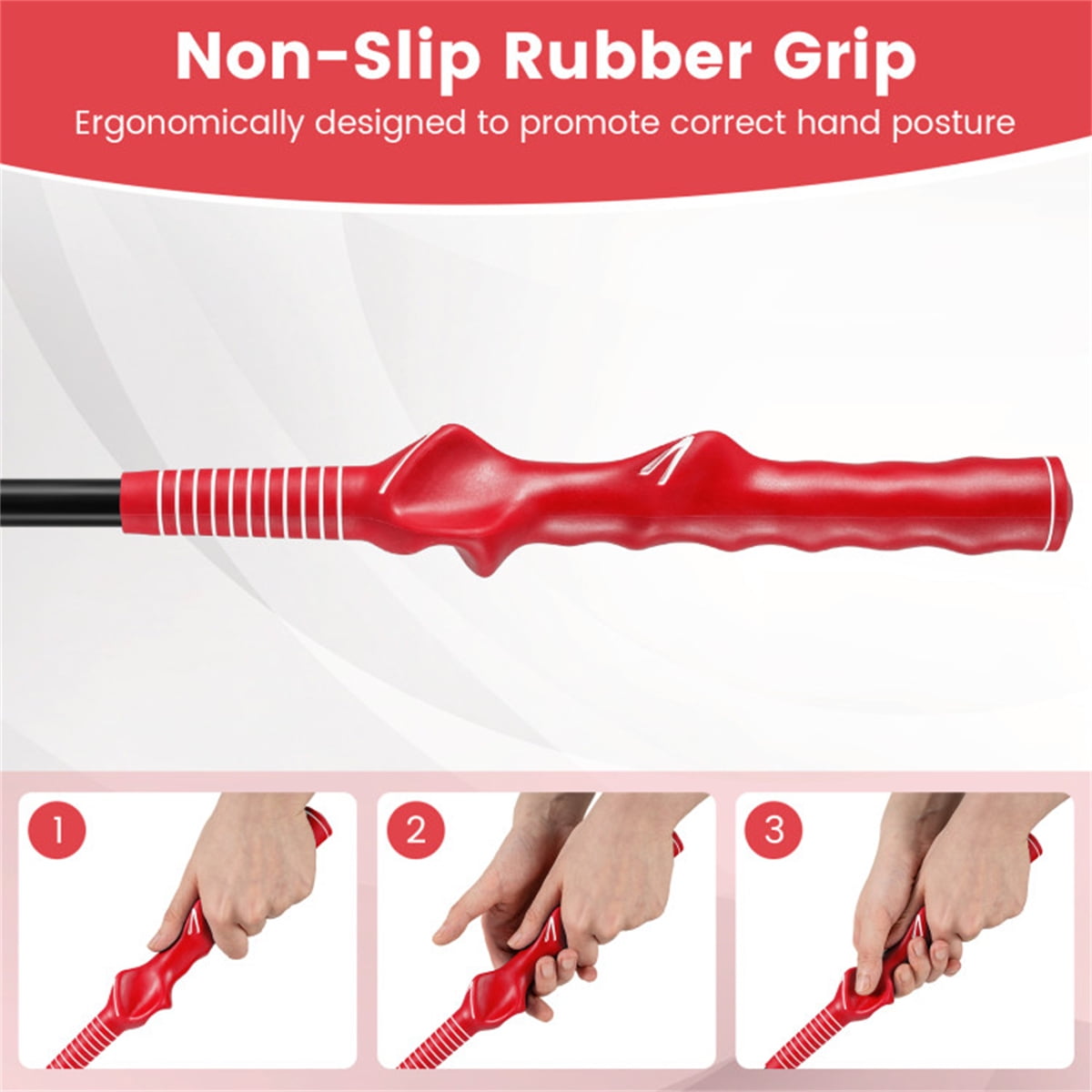 Red Portable Fiberglass Golf Swing Stick Sound Feedback Golf Warm-Up Tool for Beginners Pros Improve Grip Shot Accuracy