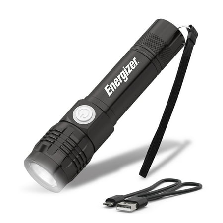 Energizer LED Rechargeable Flashlight - 350 Lumens with USB Cable, Durable Metal Light for Camping, Emergency, Running & Hunting