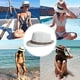 thumbnail image 4 of Sombreros de paja panamá para hombres y mujeres, sombreros de playa para el sol de verano, sombreros de paja de jazz con ala ancha, transpirables y huecos, con protección solar, 4 of 5