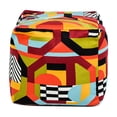 thumbnail image 2 of Colorblocked Pattern Embroidery | Relaxing Pouf for TV Rooms | Durable Foam Beads and Lightweight Use, 2 of 2