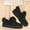 Black, variant on Gray Warm Faux Fur Collar Shoes for Women, Soft Flock Fleece Lined Lace-Up, Non-Slip Platform Casual Shoes for Autumn Winter, US Size 5.5-10.5,Size 41