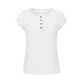 thumbnail image 2 of OGLCCG Women Short Sleeve Tunics Tops Crew Neck Casual Loose Henley Shirts Dressy Summer Solid Color Casual Trendy Cute T-Shirt,XXL,White, 2 of 8