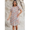 thumbnail image 5 of Women's Apricot Bohemian Floral Print Short Puff Sleeve Mini Dress | [ZhiHiMeRi] | (US 20-22)2XL, 5 of 12