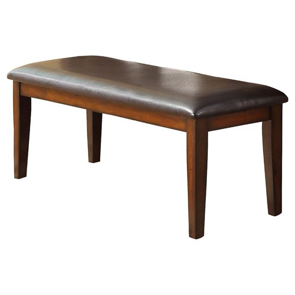 Benzara BM179859 Mango Veneer Bench with Covered Seat, Brown - 19 x 16 x 48 in.