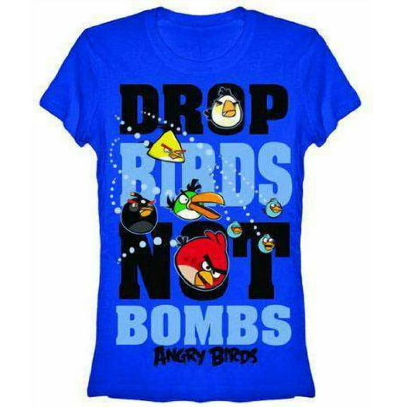 Angry Birds Drop Birds Not Bombs T-Shirt (Women's Small)