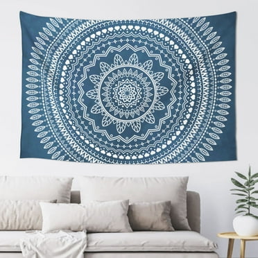 ZNDUO Mandala Watercolor Blue Tapestry, Wall Tapestries for Bedroom, 60 x 40 inch