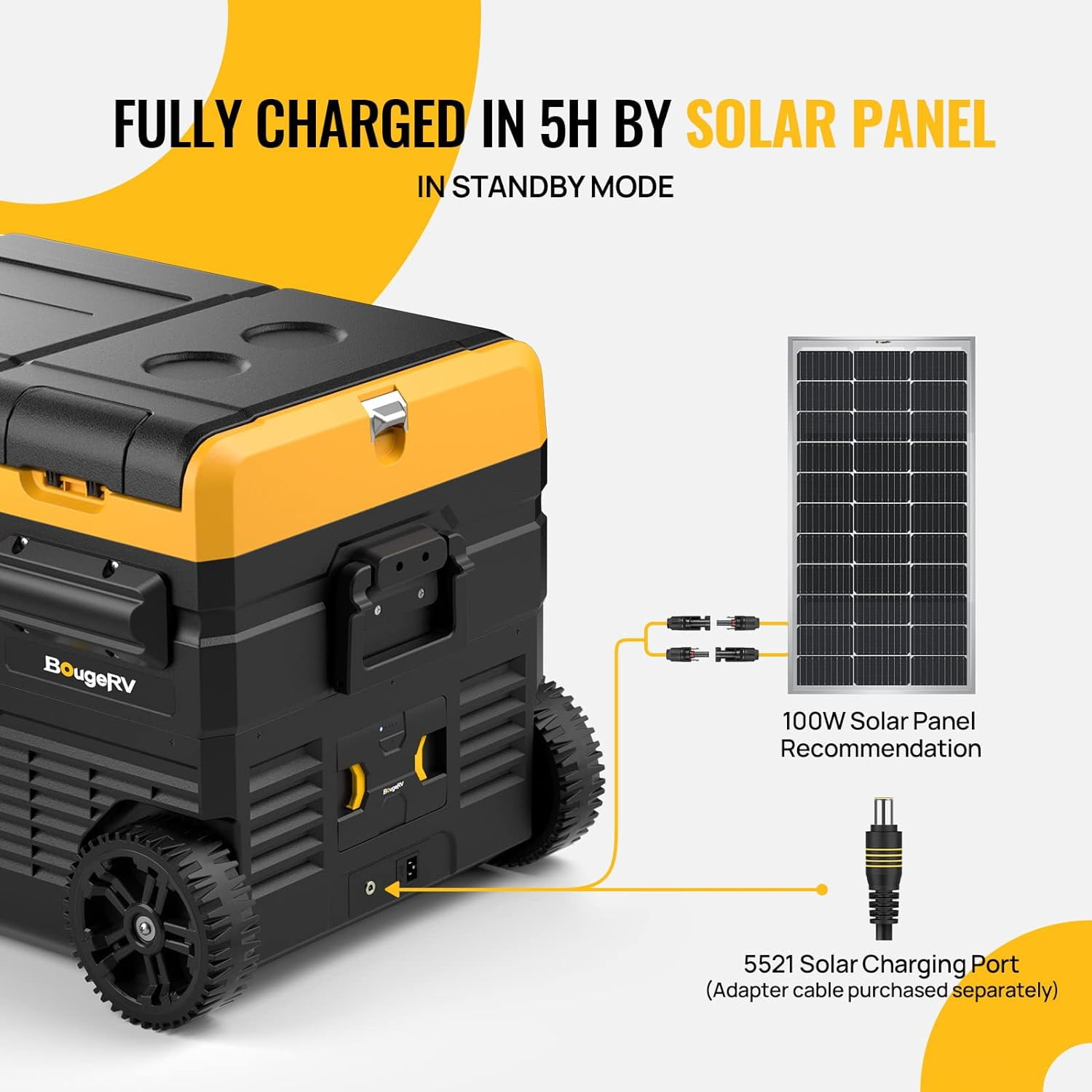 BougeRV 173Wh Portable Power Station, Detachable Battery for 12 Volt Dual Zone Refrigerator, Power Supply for Portable Freezer Fridge