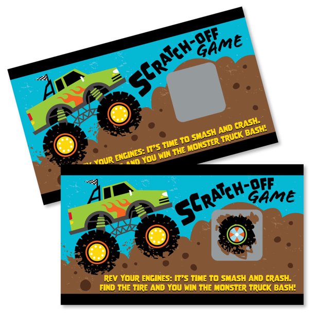Smash And Crash Monster Truck Boy Birthday Party Game Scratch Off Cards 22 Count Walmart Com