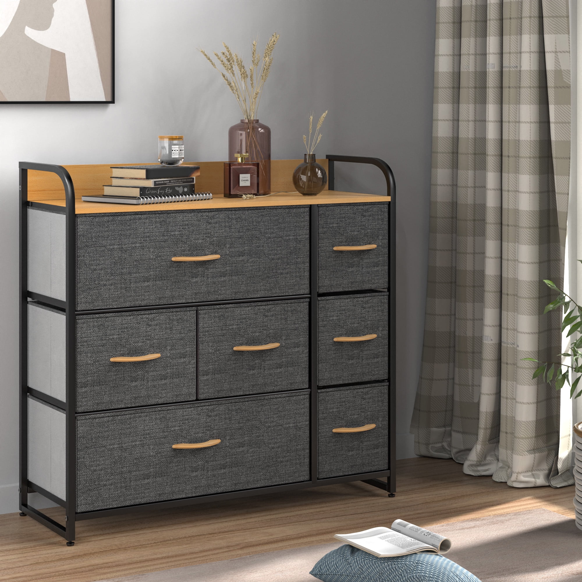 Dresser Storage Tower with 7 Drawers Organizer Unit - Brown — Waytrim