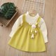 thumbnail image 5 of Vestido de cuello redondo y manga larga para niña, conejito de bolsillo, cuello de encaje, tejido de punto, manga larga, color liso, conjunto clásico, inocencia infantil y placer infantil, top de poli, 5 of 7