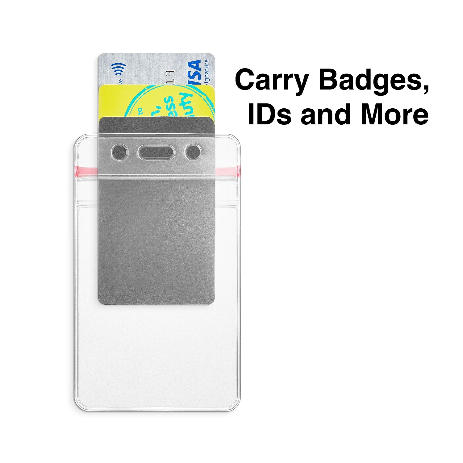 Staples Vertical Sealable ID Badge Holders 5" x 3" Vinyl Clear 50/Pack (51923)