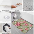 thumbnail image 3 of Kitchen Rugs and Mats,Pink Flowers Peony Sage Green 2 Piece Anti Fatigue Area Runner Rug Set Comfort Standing Floor Mat,Farmhouse Vintage Watercolor Floral Non Slip Absorbent Doormats for Laundry, 3 of 5