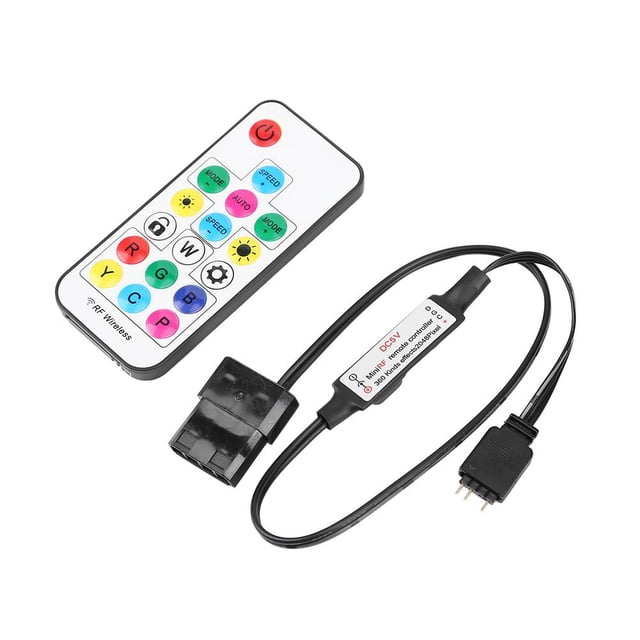Tira de luces LED RGB de 5V, 2,4G, 17 teclas, Control remoto para carcasa de PC (3 pines a 4 pines)