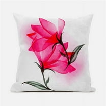 Amrita Sen Waterflower Indoor/Outdoor Pillow with Removable Cover in White Pink Green20x20
