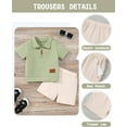 thumbnail image 4 of ZOEREA Toddler Baby Boy Clothes Summer Outfits Short Sleeve Solid Elastic Sweatshirt and Shorts 2 Piece Sweatsuit Set 1-5T, 4 of 6