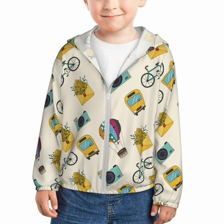 

Vsdgher Travel Elements Kids Sun Protection Hoodie with Zip Rash Guard Tops Children s Long Sleeve Sun Protection Clothing - 3 Years