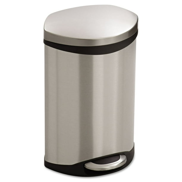 Bote de basura Safco Ellipse Step On de plástico inoxidable de 3 galones