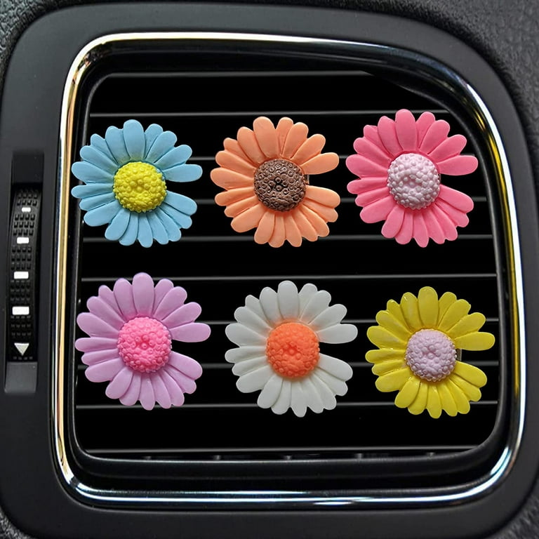 6 Pieces Car Decoration Flower Cute Car Vent Clips, Air Conditioning Outlet  Clip, Dashboard Decorations, Car Accessories for Women Interior Decor (Daisy  flower) 