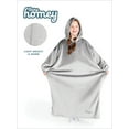 thumbnail image 3 of Bare Homey Kids Size Microplush Wearable Blanket - Long Length - Side Pockets - Velvety Soft, Light Gray, 3 of 8