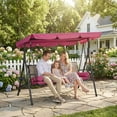 thumbnail image 2 of Outsunny 3-Seat Porch Swing with Canopy Outdoor Swing Chair w/ Rattan Seat, 2 of 10