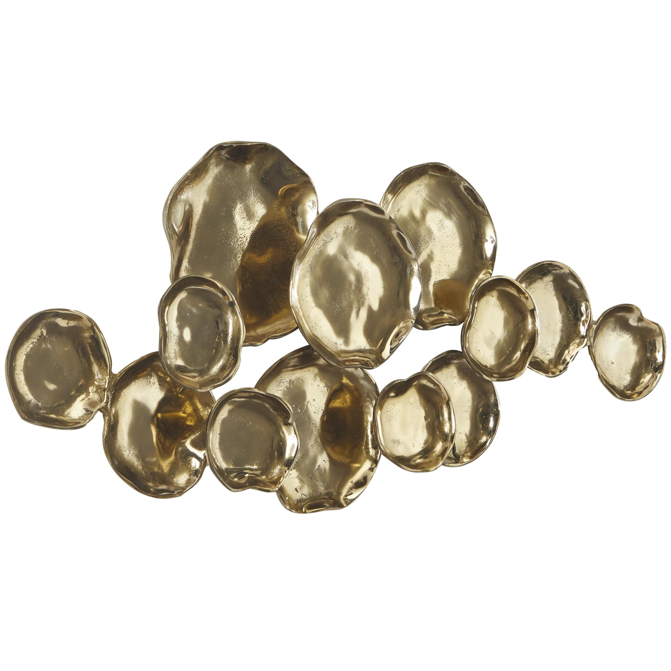 DecMode Gold Aluminum Metal Plate Wall Decor with Uneven Edges