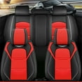 thumbnail image 4 of Black+Red 5D PU Leather 5-Seat Car Seat Cover Cushion Full Surrounded Front+Rear, 4 of 5