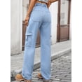 thumbnail image 5 of Womens High Waist Cargo Jeans with Pockets Rigid Fit Casual Everyday Fashion Durable Versatile Wear Sturdy Stitching, 5 of 16