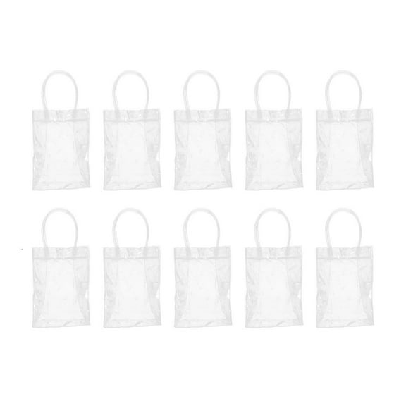 Rvaymup 10pcs PVC Clear Tote Bags with Handle Multipurpose Handbag Household for Indoor Outdoor Traveling Camping Organizer
