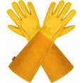 thumbnail image 1 of (jaune L)gants De Jardinage En Cuir Respirant Pour Homme Et Femme Avec Gant Anti-pine, Manches Longues En Cuir De Vache Pour Jardinier Et Fermier, 1 of 5