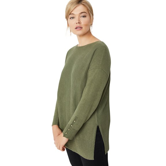 ellos Women's Plus Size Boatneck Sweater Tunic - 34/36, Burnt Olive