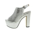 thumbnail image 4 of Moca High Heel Women's Casual Faux Open Toe Glittered Leather /w Laser Cut Rhinestone Design Madden-83, Silver 10 F US, 4 of 4
