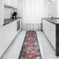thumbnail image 2 of Ottomanson Non-Slip Rubberback Modern Medallion 2x7 Indoor Runner Rug, 1'10" x 7', Red/Blue, 2 of 8